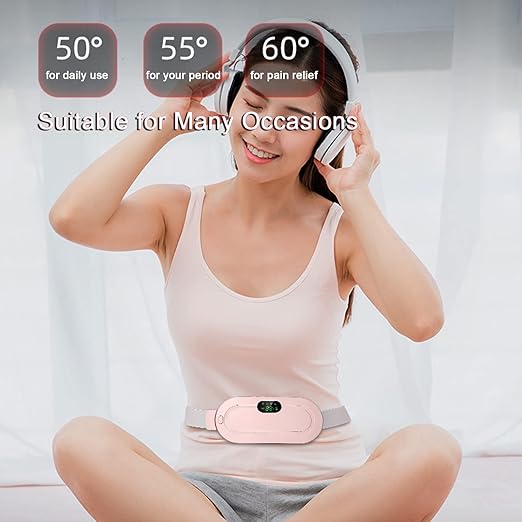 Period Pain Cramp Relief Belt -Portable Menstrual Heating Pad, Heated Belly Belt for Menstrual Cramp Relief with 3 Heat Levels and 4 Modes, Electric Belt Massage for Women and Girls